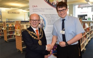 Town Mayor with Cllr Rhys Peploe from Aylesbury Youth Town Council