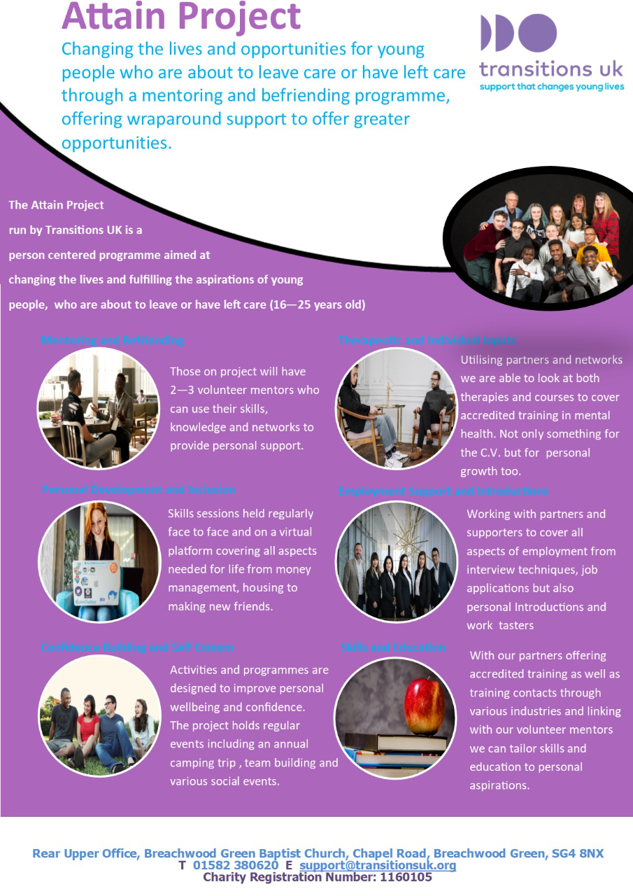 Transitions UK Attain Project leaflet