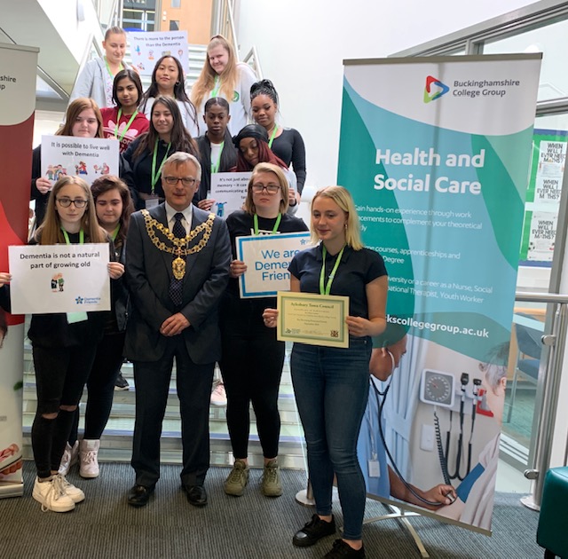 Level 1 Social Care Students Dementia Friends with The Mayor of Aylesbury