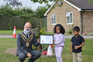St Josephs Aylesbury in Bloom Award with Mayor of Aylesbury